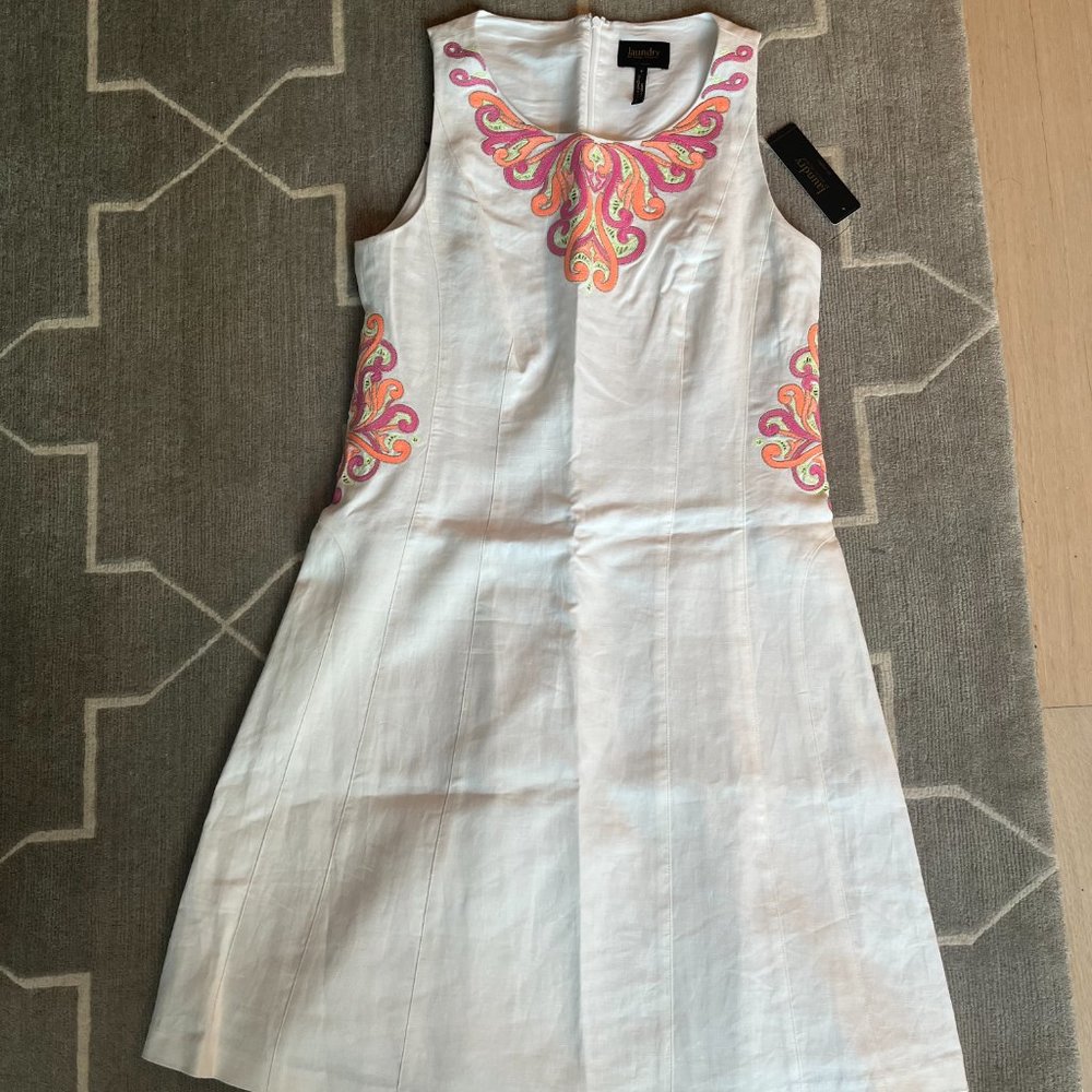 Laundry By Shelli Segal White Embroidered Dress Size 8 NWT